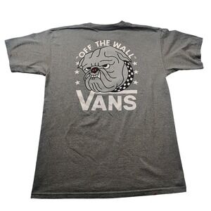 Vans Off The Wall Bulldog Graphic T-Shirt Heather‎ Gray Kids Medium Short Sleeve